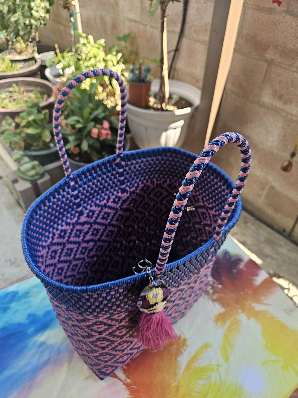Handwoven Pink and Blue